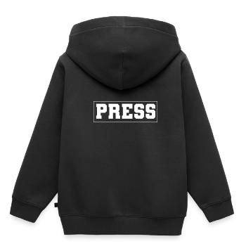 Auteur Presse (Médias) - Sweat Premium à capuche enfant bio - noir - Dos - AI Model Kid Male (0cm)