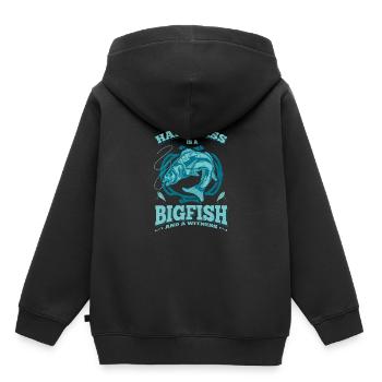 Happiness is a big fish and a witness Geschenkidee - Kinder Premium Organic Hoodie - Schwarz - Hinten - AI Model Kid Male (0cm)