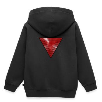 Abstrakte Pyramide in Rot - Kinder Premium Organic Hoodie - Schwarz - Hinten - AI Model Kid Male (0cm)