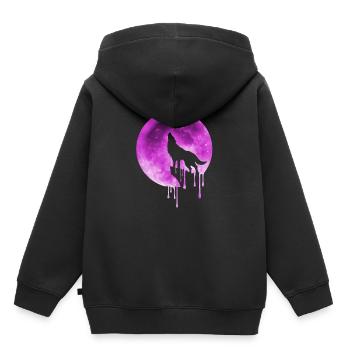 t-shirt de loup pleine lune - Sweat Premium à capuche enfant bio - noir - Dos - AI Model Kid Male (0cm)