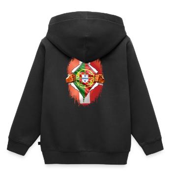 Suisse Portugal double nationalité - Sweat Premium à capuche enfant bio - noir - Dos - AI Model Kid Male (0cm)