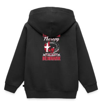 Dänemark - Kinder Premium Organic Hoodie - Schwarz - Hinten - AI Model Kid Male (0cm)