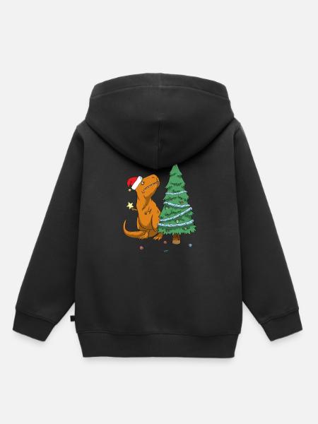 T-Rex hasst Weihnachten - Kinder Premium Organic Hoodie - Schwarz