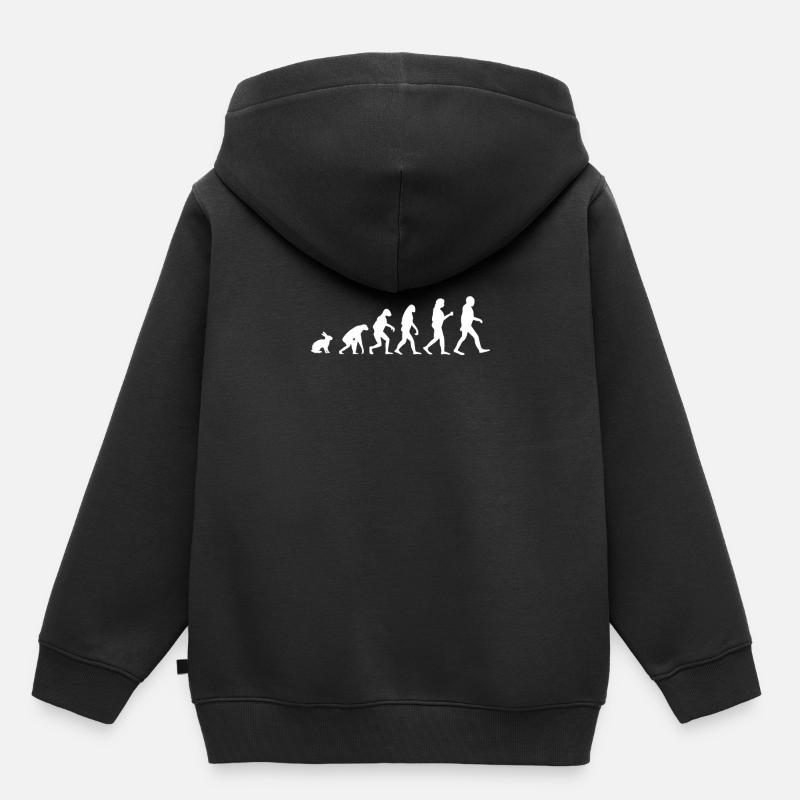 Bunny evolution funny rabbit owner gift - Kids Premium Organic Hoodie - black