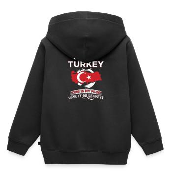 Turquie - Sweat Premium à capuche enfant bio - noir - Dos - AI Model Kid Male (0cm)