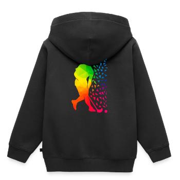 Floorball - Kinder Premium Organic Hoodie - Schwarz - Hinten - AI Model Kid Male (0cm)