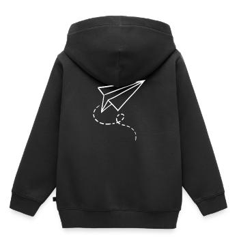 papier cadeau avion avion avion en papier - Sweat Premium à capuche enfant bio - noir - Dos - AI Model Kid Male (0cm)