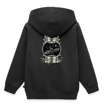 QwaZar Sound LOGO - Sweat Premium à capuche enfant bio - noir - Dos - AI Model Kid Male (0cm)