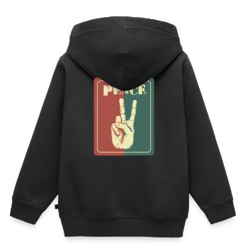 Frieden - Kinder Premium Organic Hoodie - Schwarz - Hinten - AI Model Kid Male (0cm)