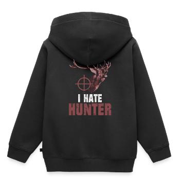Je déteste les cerfs chasseurs de cerfs qui disent - Sweat Premium à capuche enfant bio - noir - Dos - AI Model Kid Male (0cm)