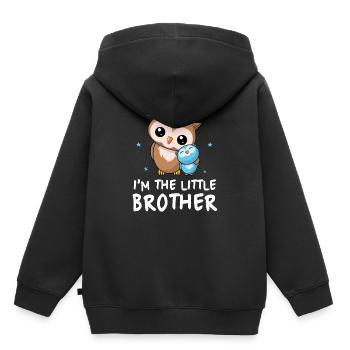 Je suis le petit frère - Petit frère Chouette mignonne - Sweat Premium à capuche enfant bio - noir - Dos - AI Model Kid Male (0cm)