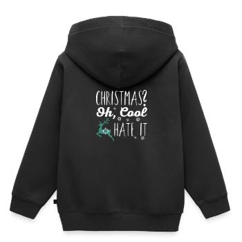 Anti noel - Sweat Premium à capuche enfant bio - noir - Dos - AI Model Kid Male (0cm)