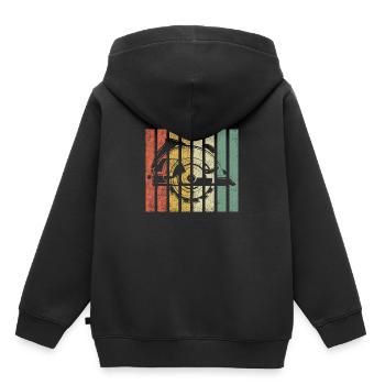 Vintage Retro Kreissäge Zimmermann Holzarbeiter - Kinder Premium Organic Hoodie - Schwarz - Hinten - AI Model Kid Male (0cm)