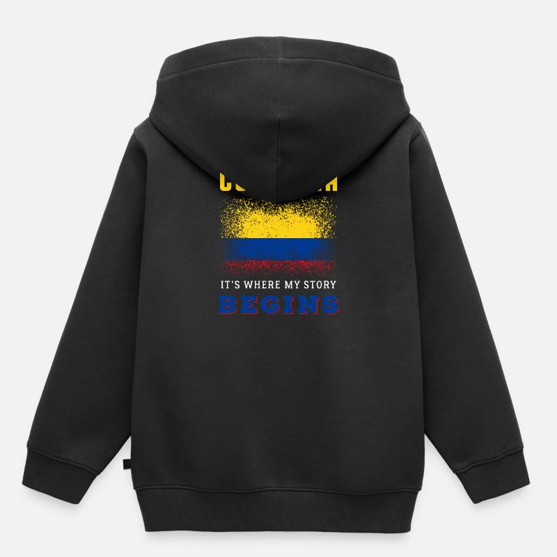 Drapeau colombie - Sweat Premium à capuche enfant bio - noir