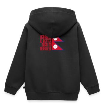 Népal - Sweat Premium à capuche enfant bio - noir - Dos - AI Model Kid Male (0cm)