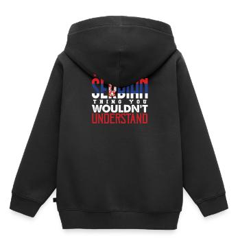 Serbien - Kinder Premium Organic Hoodie - Schwarz - Hinten - AI Model Kid Male (0cm)