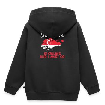 Singapour - Sweat Premium à capuche enfant bio - noir - Dos - AI Model Kid Male (0cm)