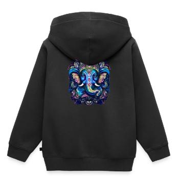Dieu éléphant Ganesh Ganesha Bouddhisme Hindouisme - Sweat Premium à capuche enfant bio - noir - Dos - AI Model Kid Male (0cm)