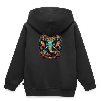 Dieu éléphant Ganesh Ganesha Bouddhisme Hindouisme - Sweat Premium à capuche enfant bio - noir - Dos - AI Model Kid Male (0cm)