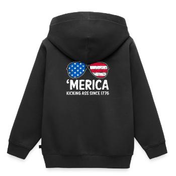 Merica Kicking Ass Since 1776 American USA Flag - Kids Premium Organic Hoodie - black - Back - AI Model Kid Male (0cm)