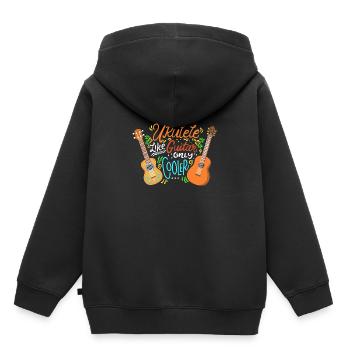 Ukulele Like Guitar Only Cooler Music Musician - Sweat Premium à capuche enfant bio - noir - Dos - AI Model Kid Male (0cm)