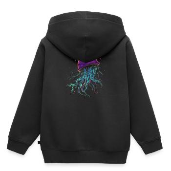 Qualle - Kinder Premium Organic Hoodie - Schwarz - Hinten - AI Model Kid Male (0cm)