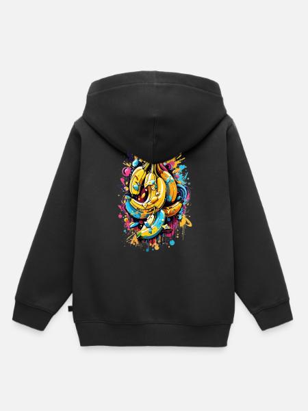 Graffiti Bananas - Kids Premium Organic Hoodie - black