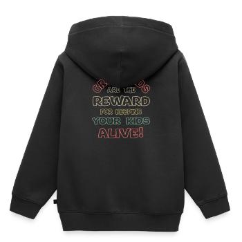 Les petits-enfants sont la récompense pour garder vos enfants en vie - Sweat Premium à capuche enfant bio - noir - Dos - AI Model Kid Male (0cm)