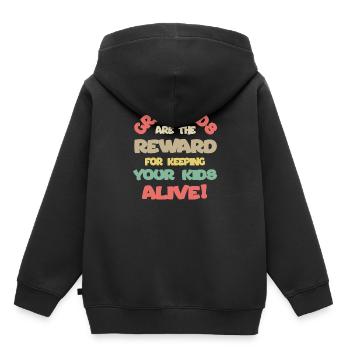 Les petits-enfants sont la récompense pour garder vos enfants en vie - Sweat Premium à capuche enfant bio - noir - Dos - AI Model Kid Male (0cm)