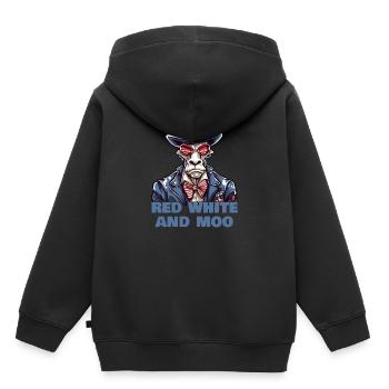 Rot Weiß Und Muh - Kinder Premium Organic Hoodie - Schwarz - Hinten - AI Model Kid Male (0cm)