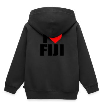 J’aime Fidji I Heart Fiji Rugby - Sweat Premium à capuche enfant bio - noir - Dos - AI Model Kid Male (0cm)