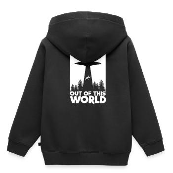 De ce monde Tee Ufo Alien Alien - Sweat Premium à capuche enfant bio - noir - Dos - AI Model Kid Male (0cm)