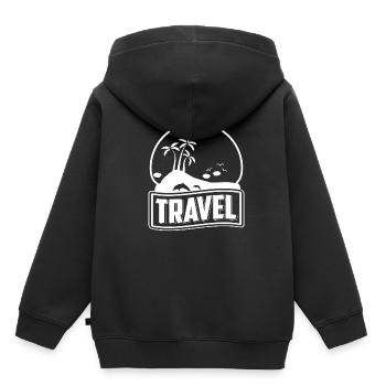 Voyage T-Shirt Voyage Cadeau Vacanciers - Sweat Premium à capuche enfant bio - noir - Dos - AI Model Kid Male (0cm)
