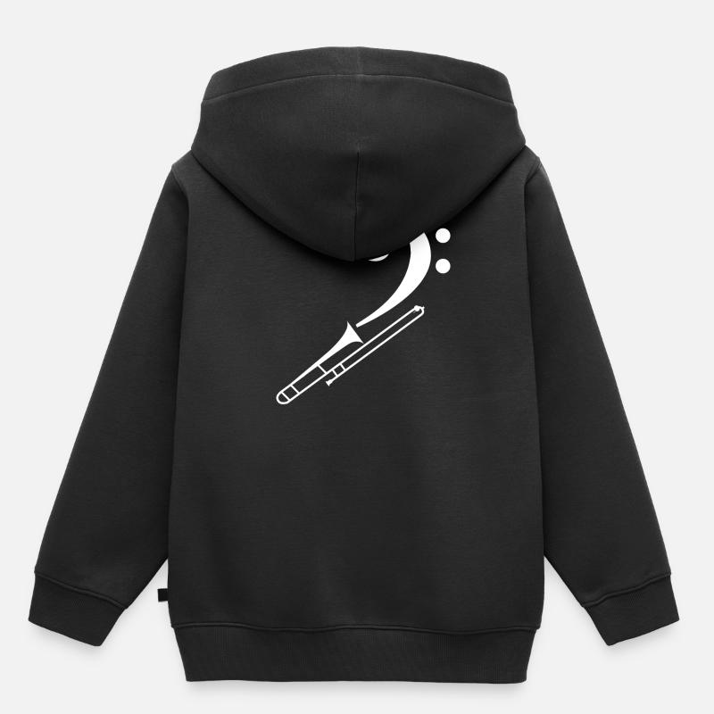 Cadeau de t-shirt trombone basse clef basse - Sweat Premium à capuche enfant bio - noir