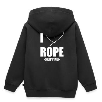 J'aime la corde à sauter à sauter la corde à sauter - Sweat Premium à capuche enfant bio - noir - Dos - AI Model Kid Male (0cm)