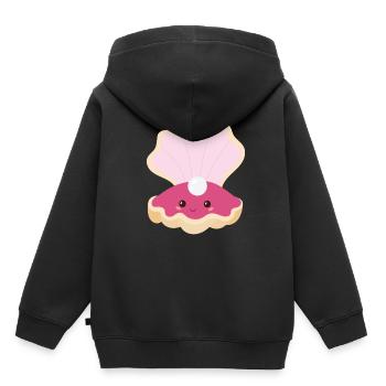 Muschel - Kinder Premium Organic Hoodie - Schwarz - Hinten - AI Model Kid Male (0cm)