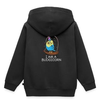 Je suis une perruche licorne perruche - Sweat Premium à capuche enfant bio - noir - Dos - AI Model Kid Male (0cm)