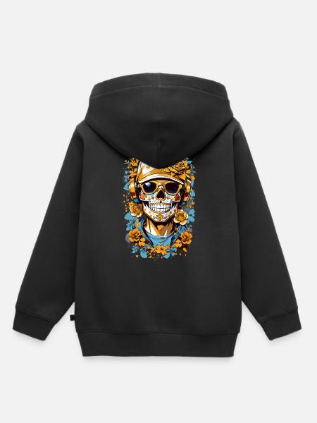 Zucker Schädel - Kinder Premium Organic Hoodie - Schwarz