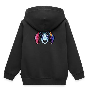 Blaireau Teckel Teckel Lunettes couleurs vives - Sweat Premium à capuche enfant bio - noir - Dos - AI Model Kid Male (0cm)