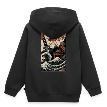 Japanischer Druck - Kinder Premium Organic Hoodie - Schwarz - Hinten - AI Model Kid Male (0cm)