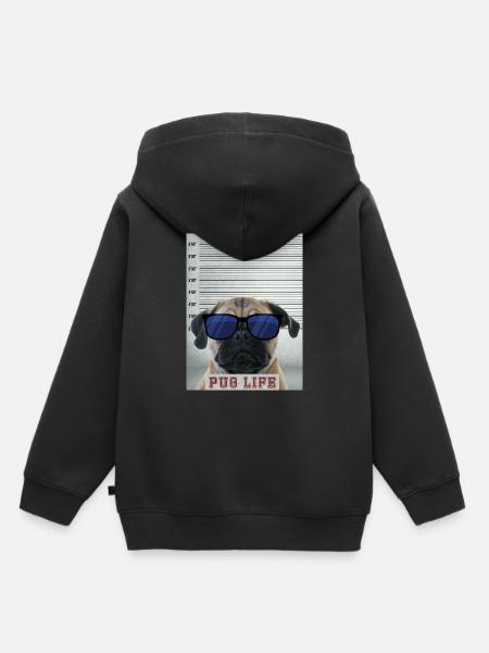 pug is life - Kinder Premium Organic Hoodie - Schwarz