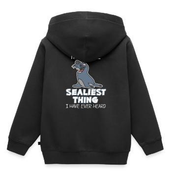 Seehund - Kinder Premium Organic Hoodie - Schwarz - Hinten - AI Model Kid Male (0cm)