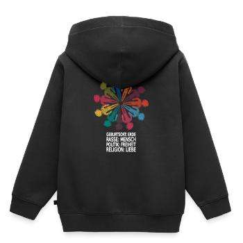 Gegen Rassismus - Kinder Premium Organic Hoodie - Schwarz - Hinten - AI Model Kid Male (0cm)