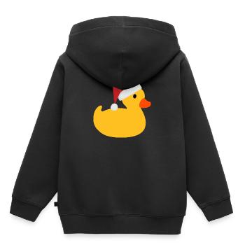 Quietscheente mit Nikolaus Mütze - Kinder Premium Organic Hoodie - Schwarz - Hinten - AI Model Kid Male (0cm)