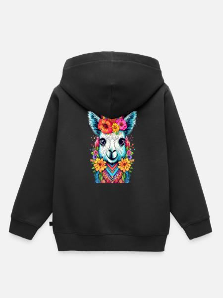 Lama - Kinder Premium Organic Hoodie - Schwarz