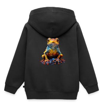 Frosch - Kinder Premium Organic Hoodie - Schwarz - Hinten - AI Model Kid Male (0cm)