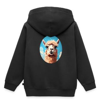 Alpaka - Kinder Premium Organic Hoodie - Schwarz - Hinten - AI Model Kid Male (0cm)