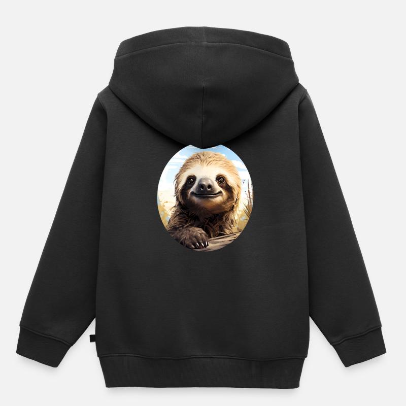 Faultier - Kinder Premium Organic Hoodie - Schwarz
