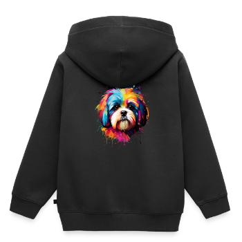 Shih Tzu Löwenhund - Kinder Premium Organic Hoodie - Schwarz - Hinten - AI Model Kid Male (0cm)