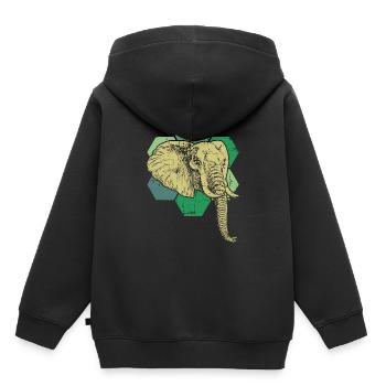 Eléphant Bien-être animal - Sweat Premium à capuche enfant bio - noir - Dos - AI Model Kid Male (0cm)